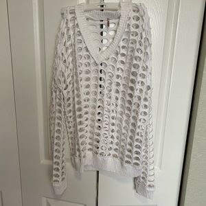 White sweater overlay.